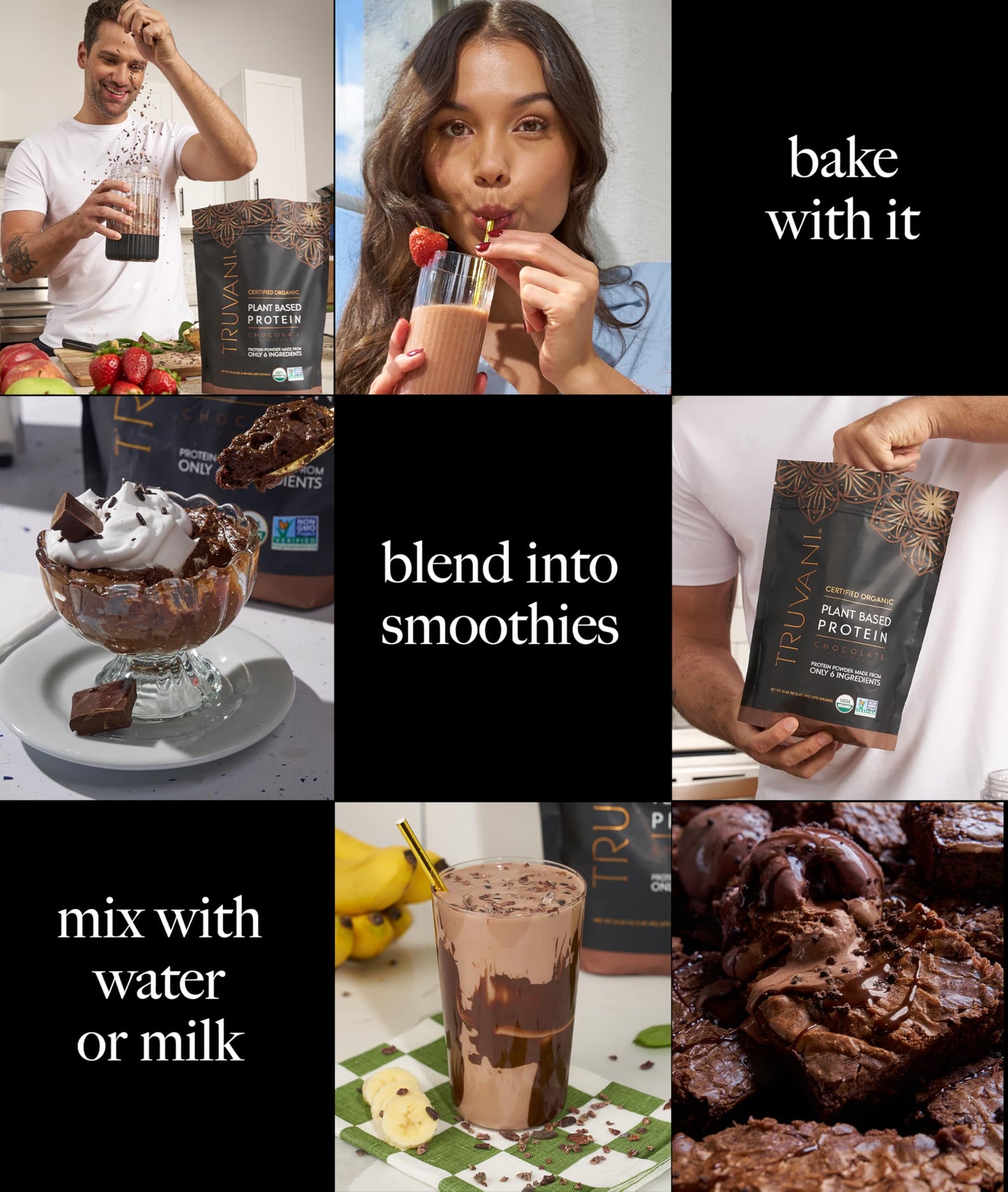 Truvani Vegan Pea Protein Powder | Chocolate | 20g Organic Plant Based Protein | 18 Servings | Keto | Gluten & Dairy Free | Low Carb | No Added Sugar