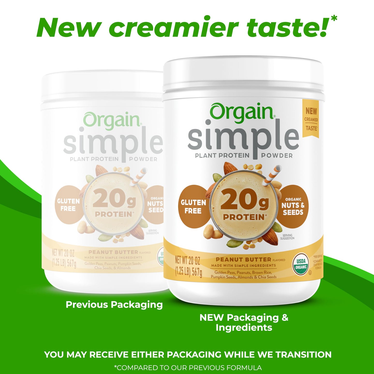 Orgain Simple Vegan Protein – Peanut Butter, 20g Clean Protein, No Additives