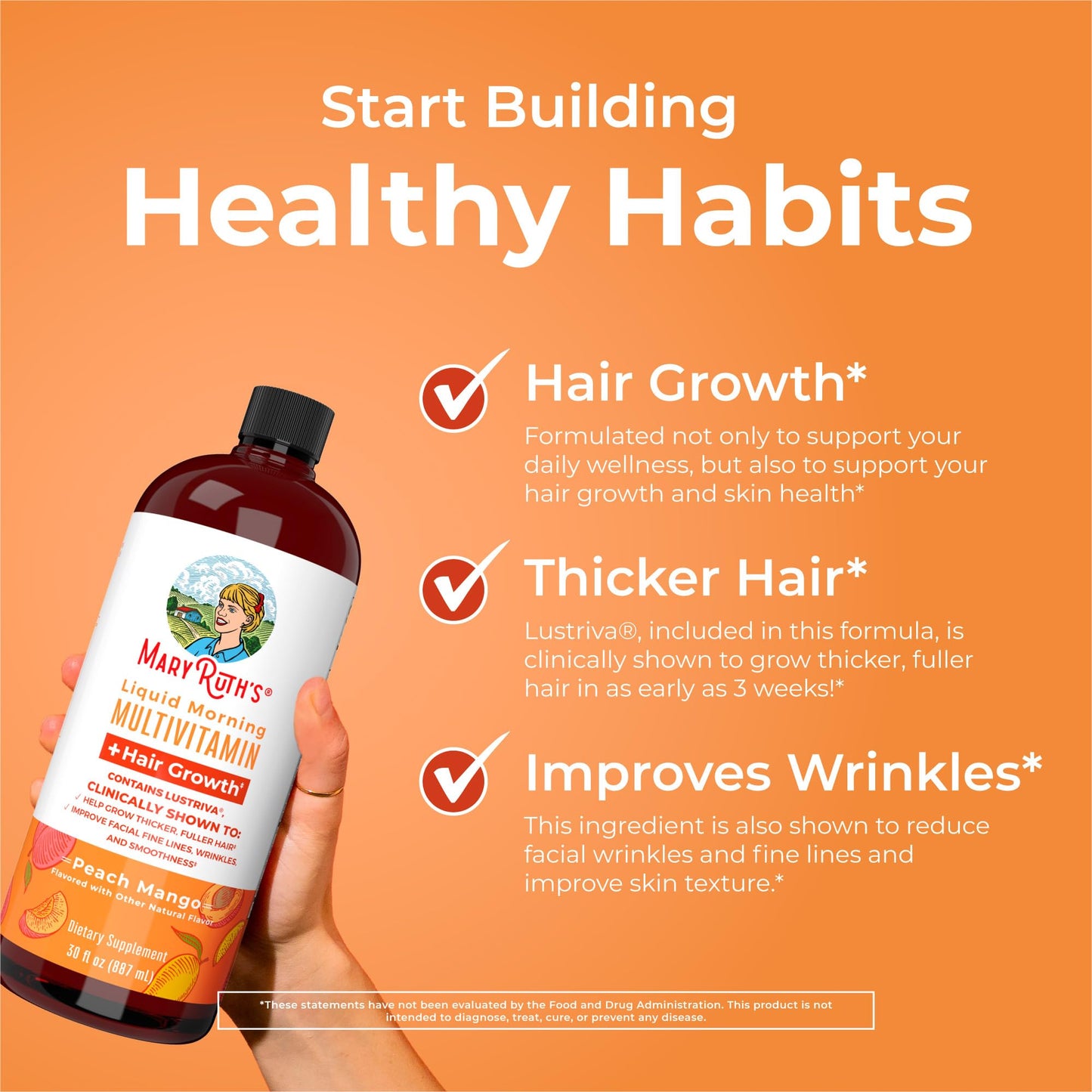 MaryRuth Hair Growth Liquid Multivitamin – Biotin 10,000 mcg – 30 Oz