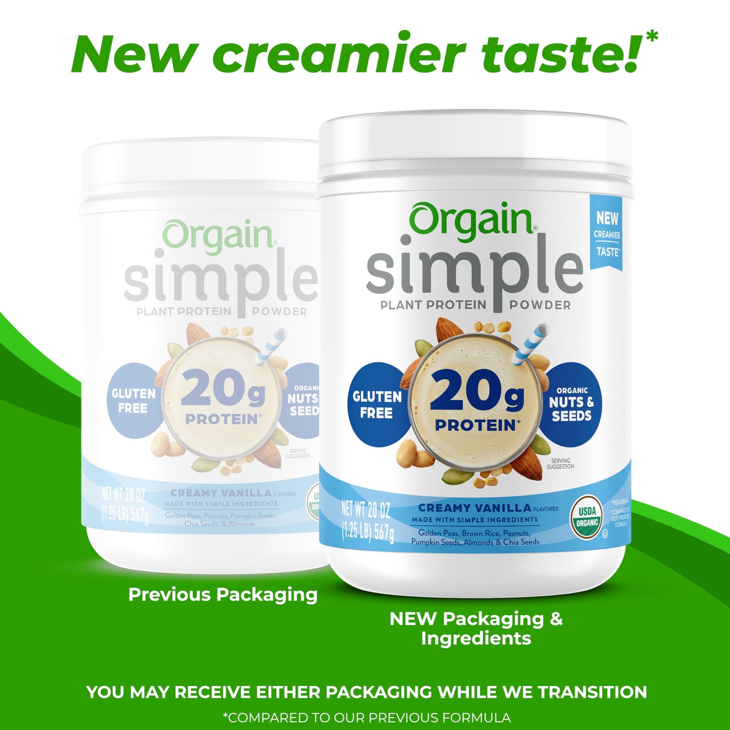 Orgain Simple Vegan Protein – Vanilla, 20g, Clean Ingredients, 1.25 lb