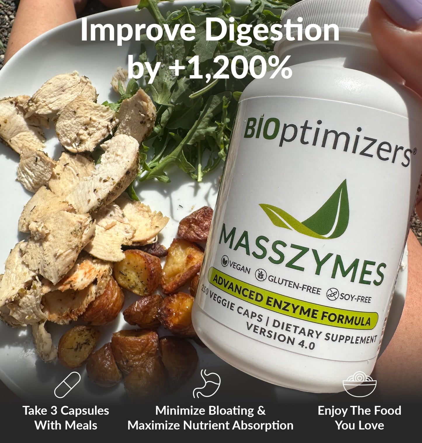 BIOptimizers MassZymes – Digestive Enzymes for Bloating & Gut Support