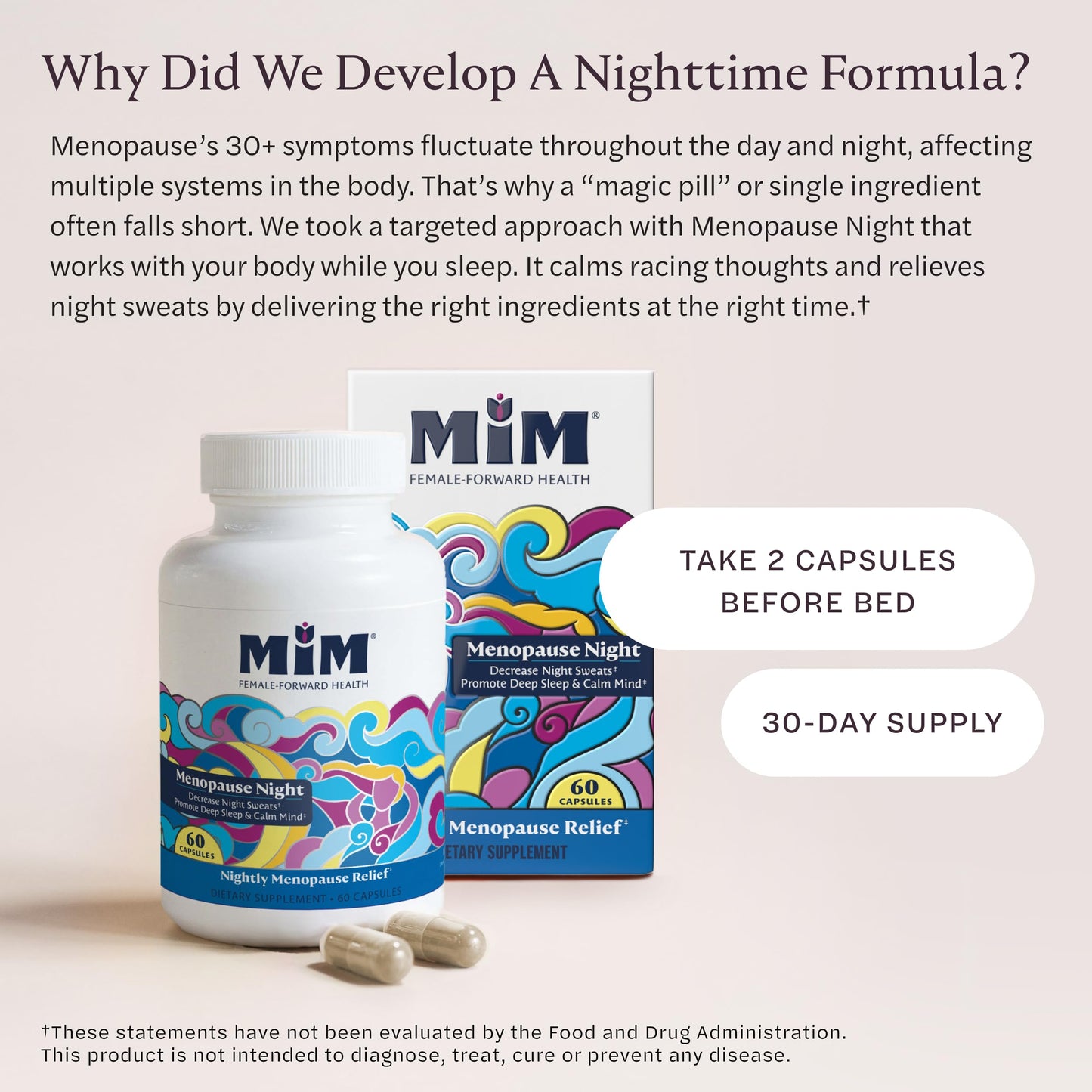 MiM Menopause Night Relief for Women: Powerful, Hormone-Free Relief for Night Sweats, Trouble Sleeping, Deep Sleep, No Melatonin
