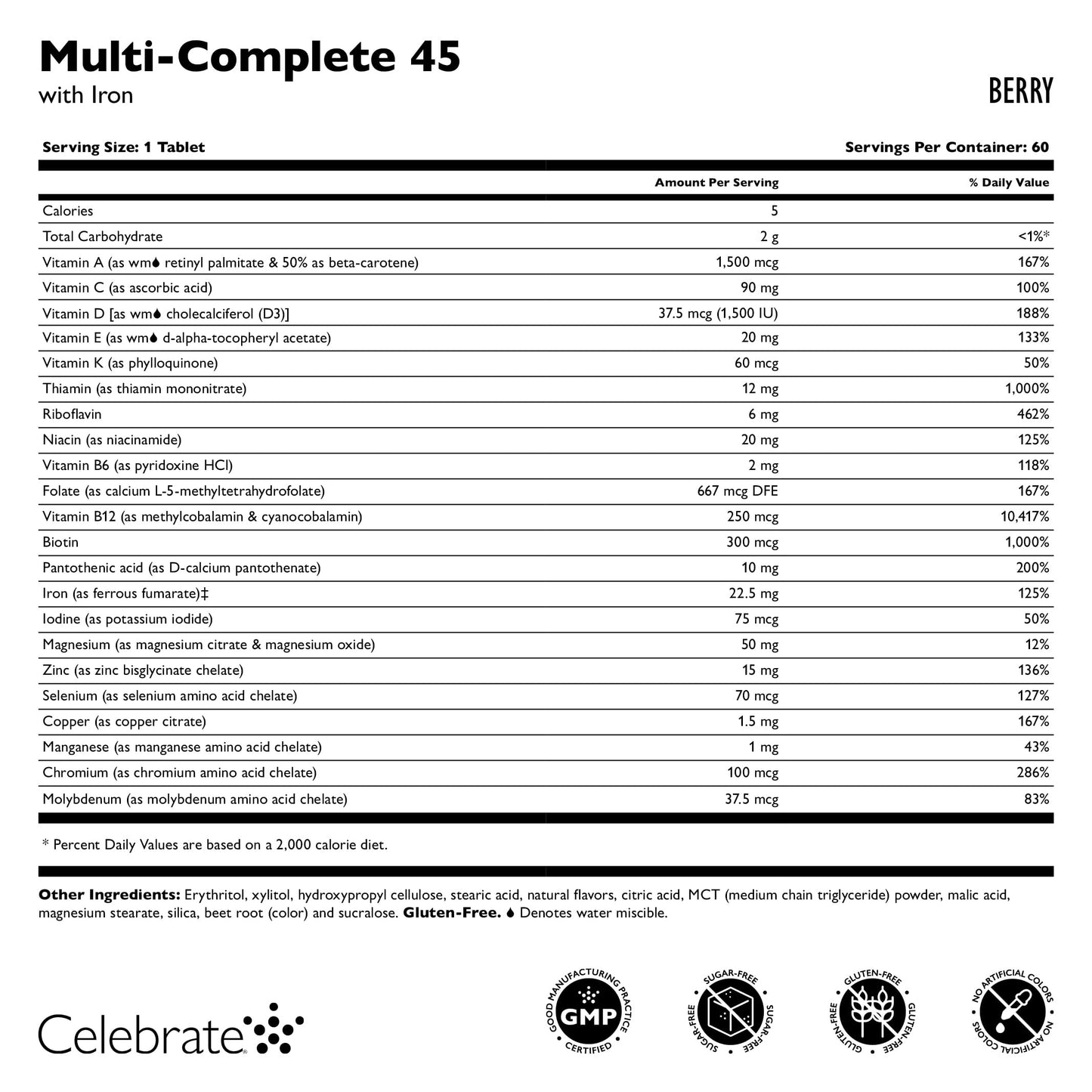Celebrate Bariatric Chewable Multivitamin with Iron, Berry, 180 Ct