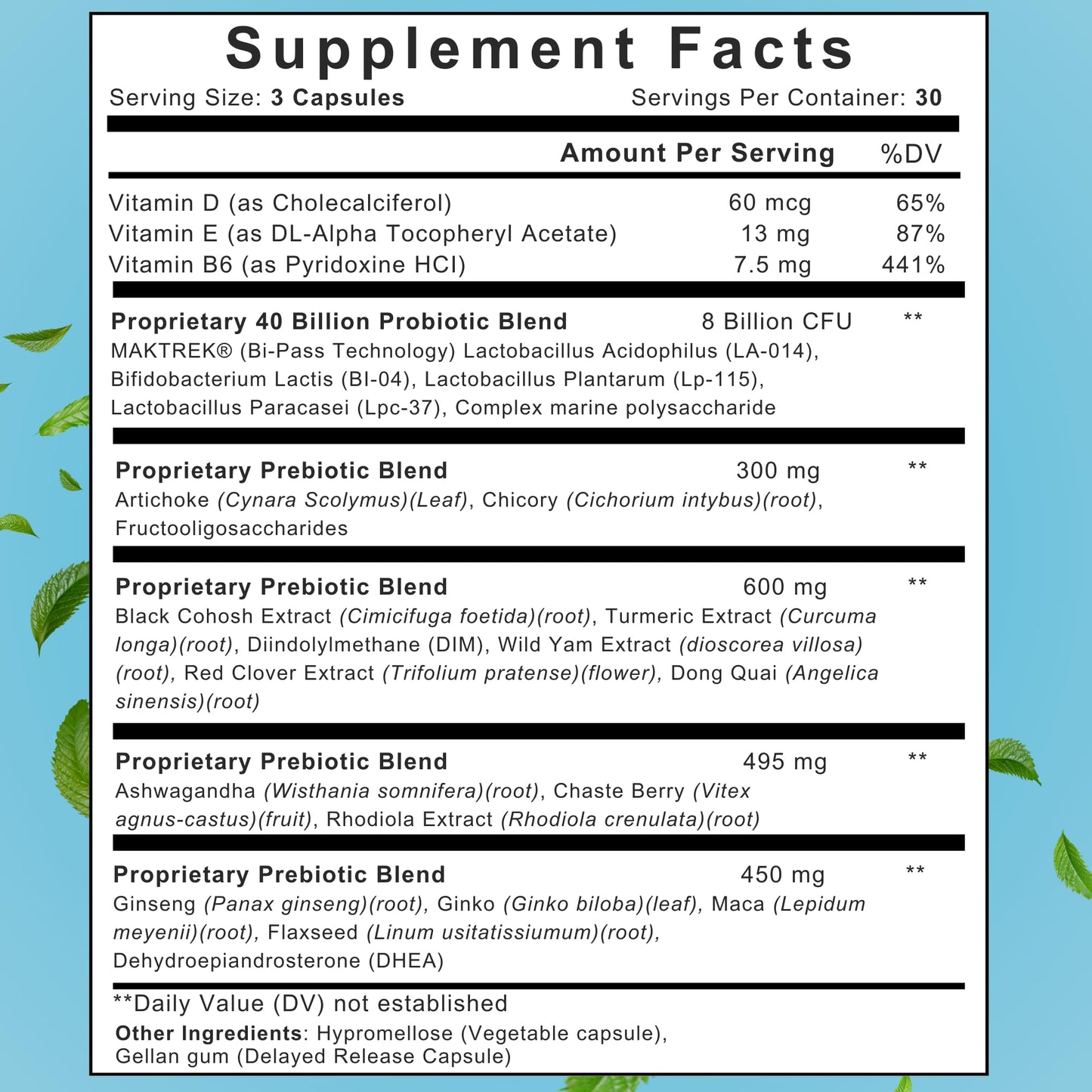 True Spring Nutrition Eve Balance Menopause Support - Complete Supplement for Women’s Total Menopause Relief, Hot Flashes, Joint Pain, and More - Premium Blend with Prebiotics & Probiotics