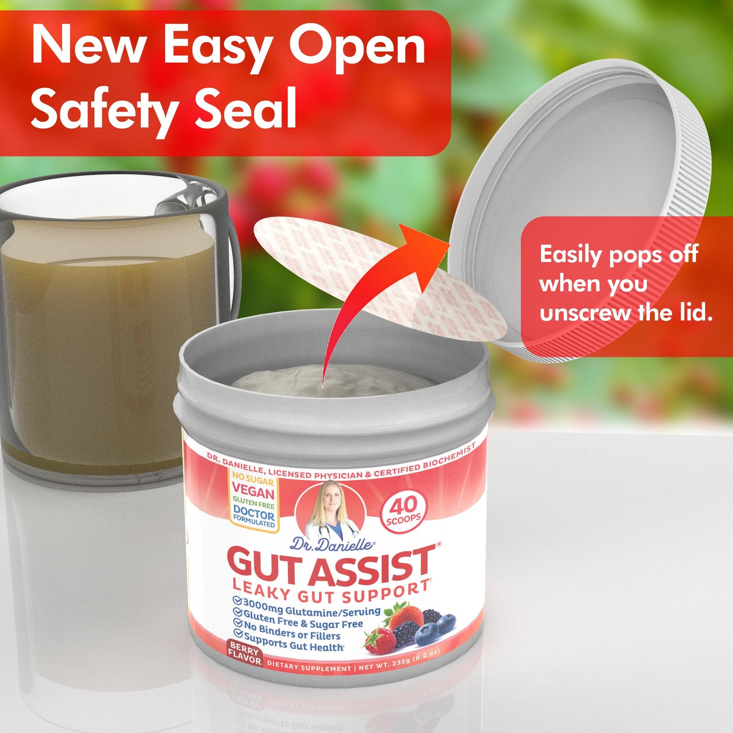 Dr. Danielle Gut Assist – Leaky Gut Repair & Digestive Support – Berry (69 characters)
