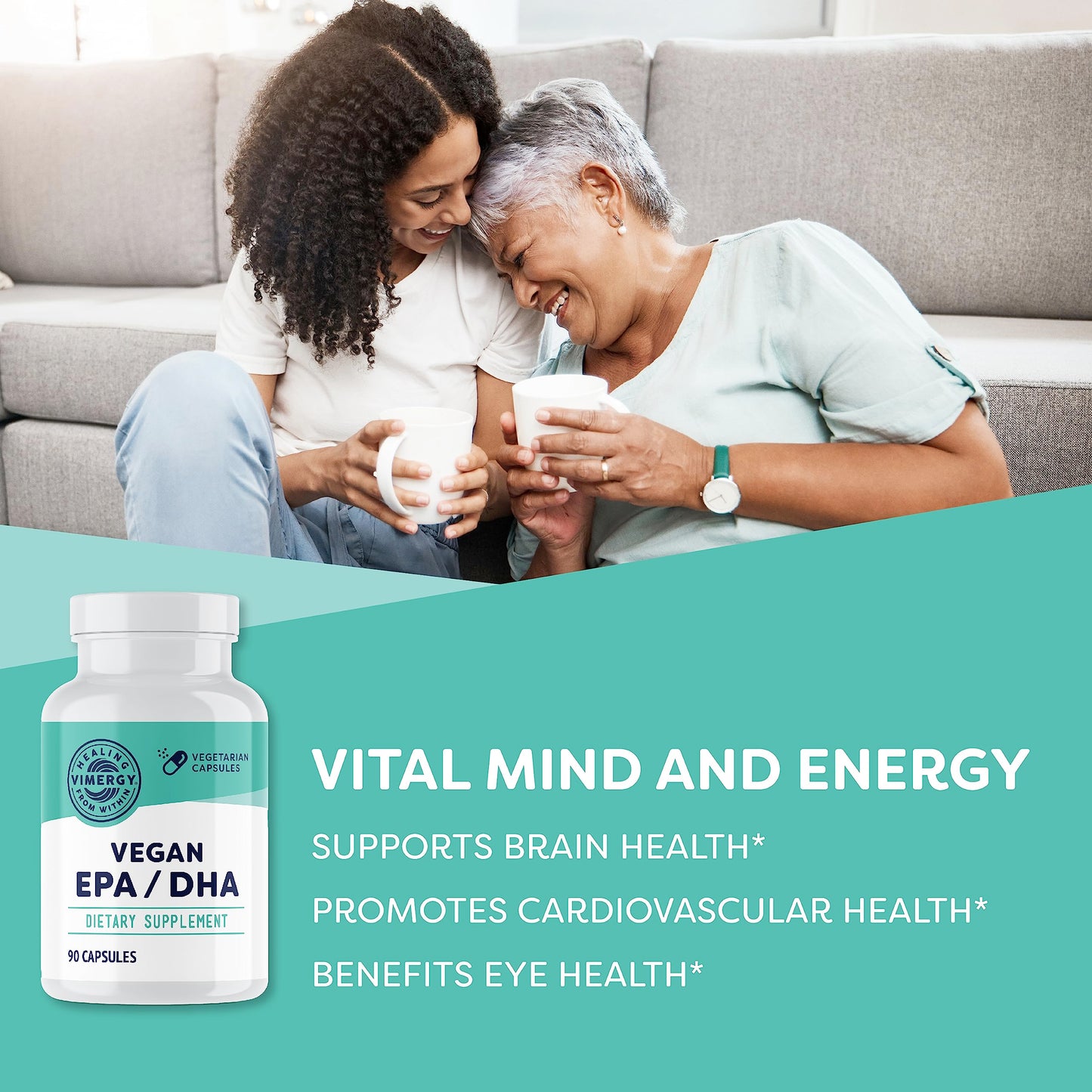 Vimergy EPA/DHA – Vegan Omega-3 for Brain, Eye, Heart Health, 90 Ct