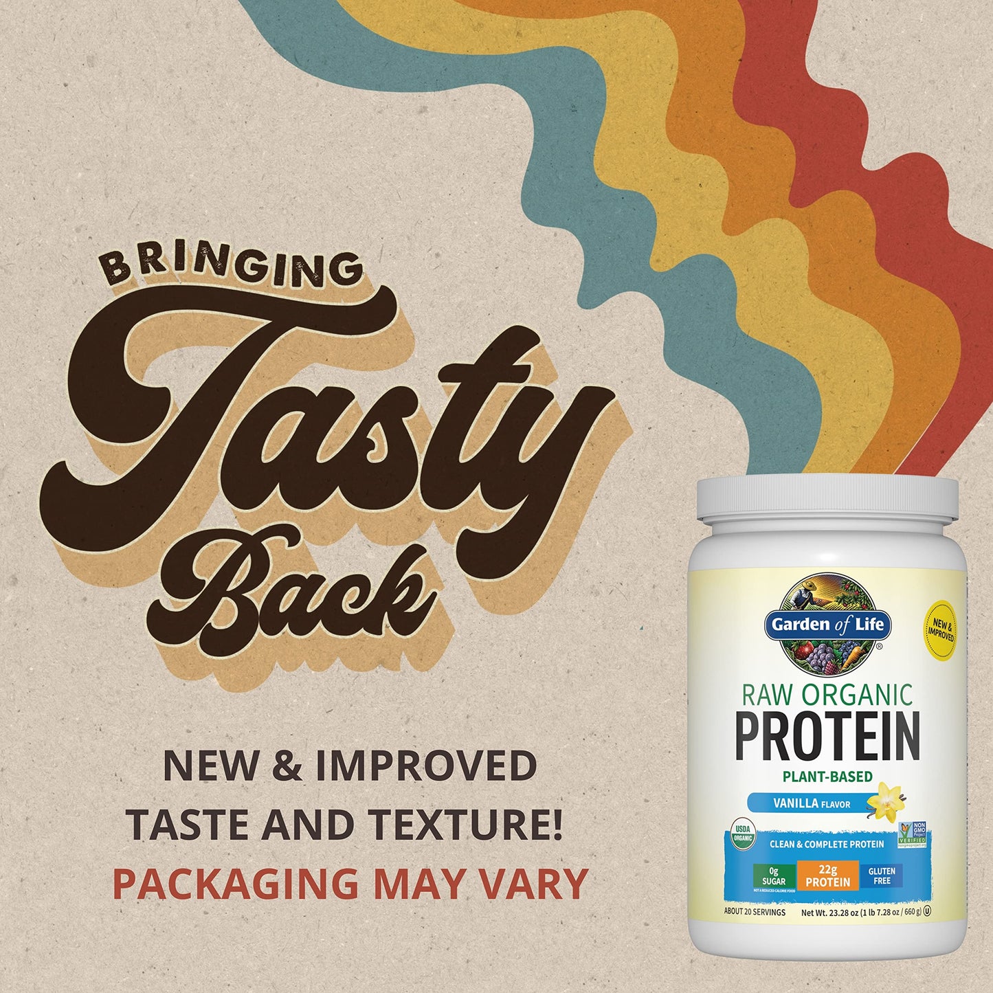 Garden of Life Vegan Protein – Vanilla, 22g, Probiotics, 1.5 lb