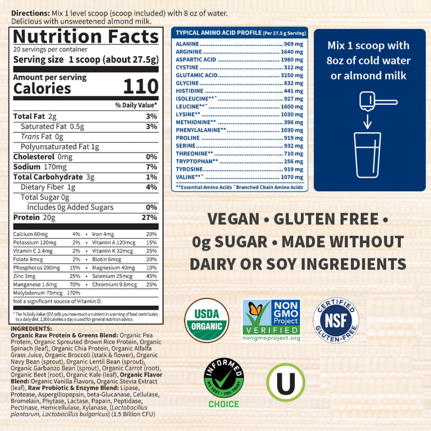 Garden of Life Raw Protein & Greens – Vanilla, Vegan, 20 Servings