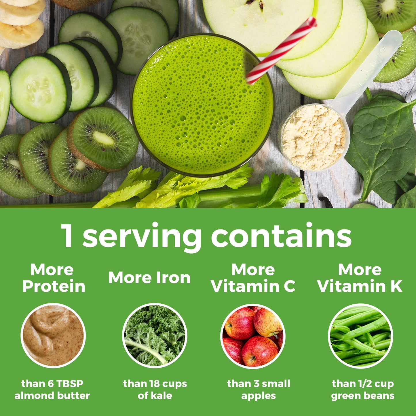 Orgain Vegan Protein + Greens – Vanilla, 21g Protein, Fiber, No Sugar (1.94 lb)