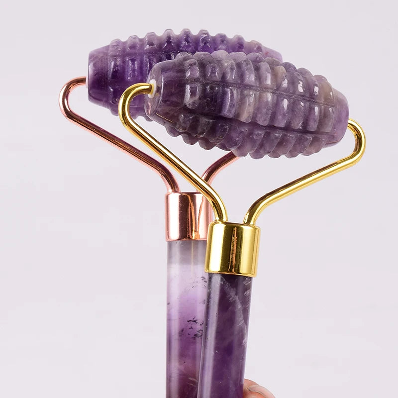 Amethyst Sawtooth Crystal Face Roller for Massage, Neck Slimming & Anti-Wrinkle Care