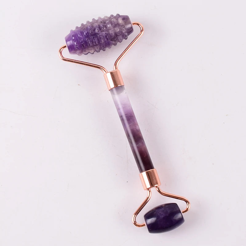 Amethyst Sawtooth Crystal Face Roller for Massage, Neck Slimming & Anti-Wrinkle Care
