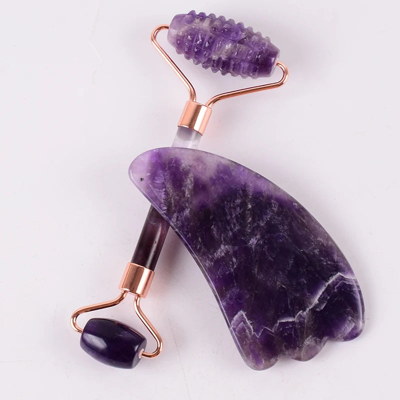 Amethyst Sawtooth Crystal Face Roller for Massage, Neck Slimming & Anti-Wrinkle Care