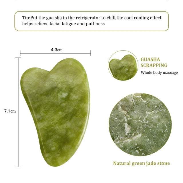 Jade Gua Sha Face Massager Roller and Scraper Tool for Facial Lift & Neck Slimming