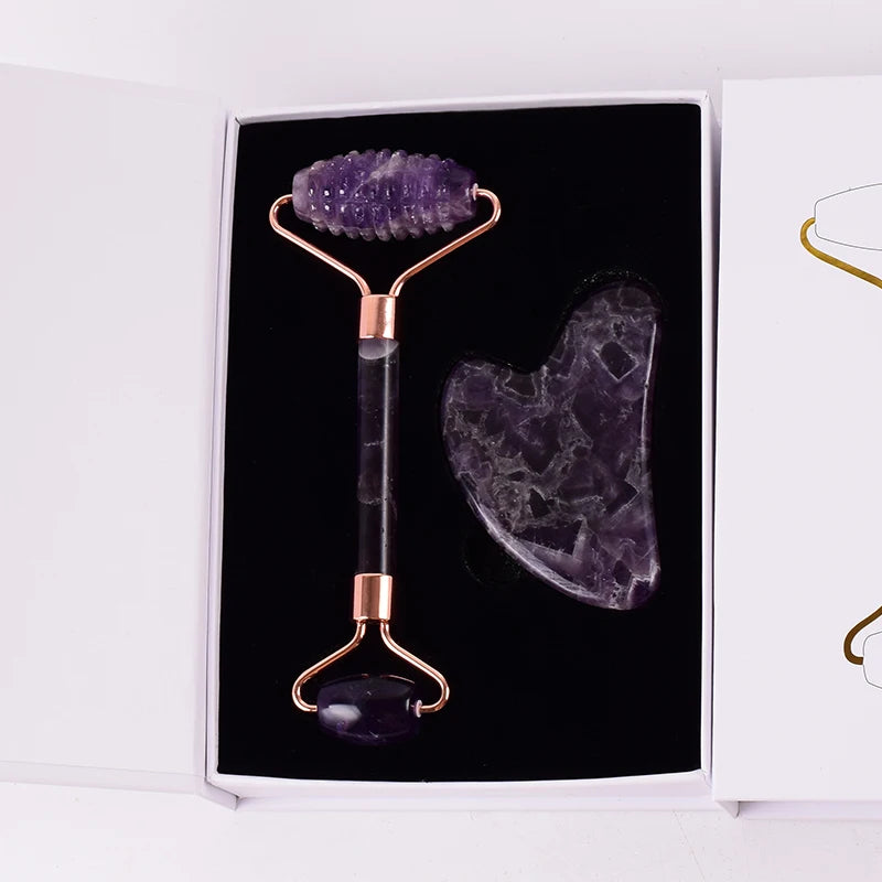 Amethyst Sawtooth Crystal Face Roller for Massage, Neck Slimming & Anti-Wrinkle Care