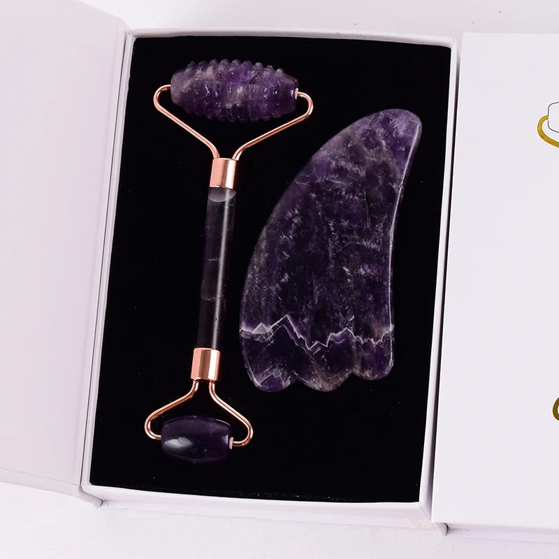 Amethyst Sawtooth Crystal Face Roller for Massage, Neck Slimming & Anti-Wrinkle Care