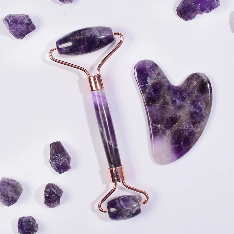 Amethyst Sawtooth Crystal Face Roller for Massage, Neck Slimming & Anti-Wrinkle Care