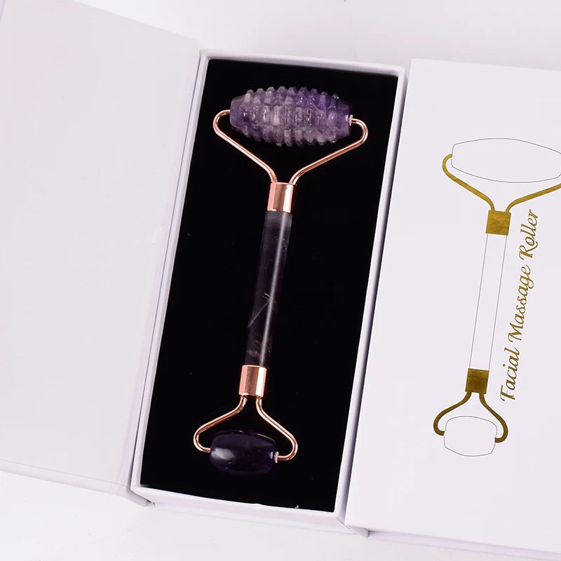 Amethyst Sawtooth Crystal Face Roller for Massage, Neck Slimming & Anti-Wrinkle Care