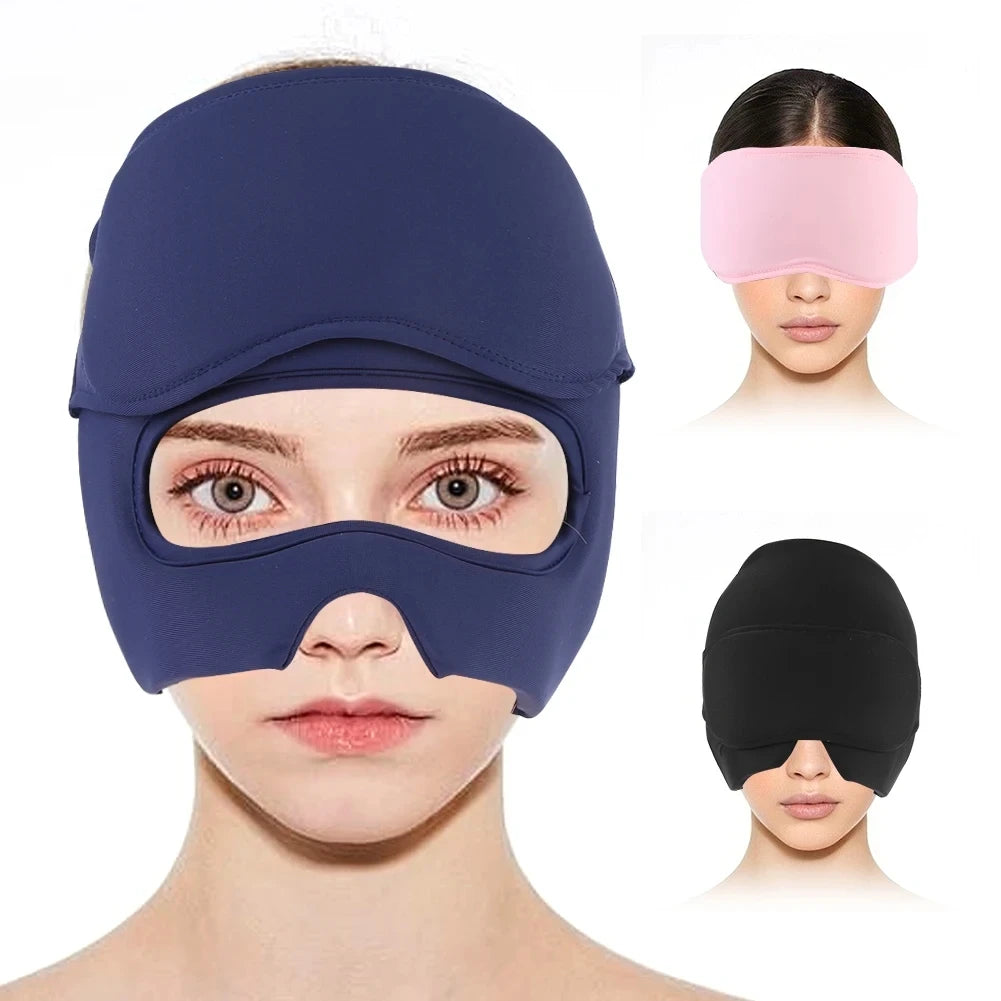 2PCS Gel Ice Cap and Eye Mask Set for Migraine, Puffy Eyes, and Cold Therapy