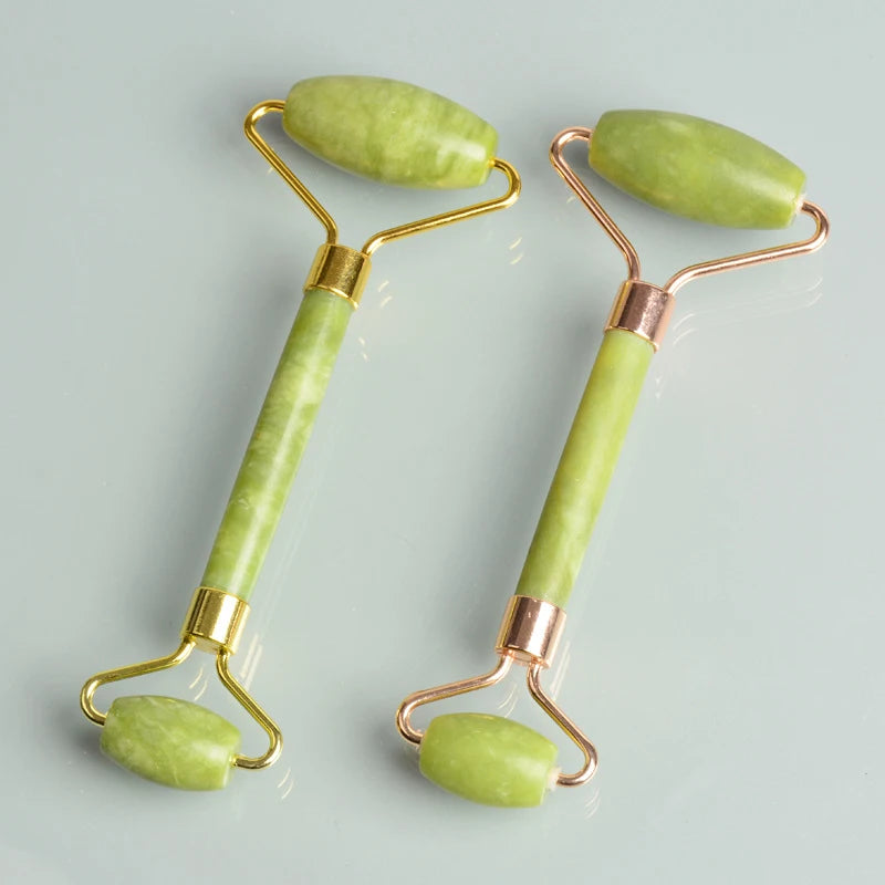 Jade Gua Sha Face Massager Roller and Scraper Tool for Facial Lift & Neck Slimming