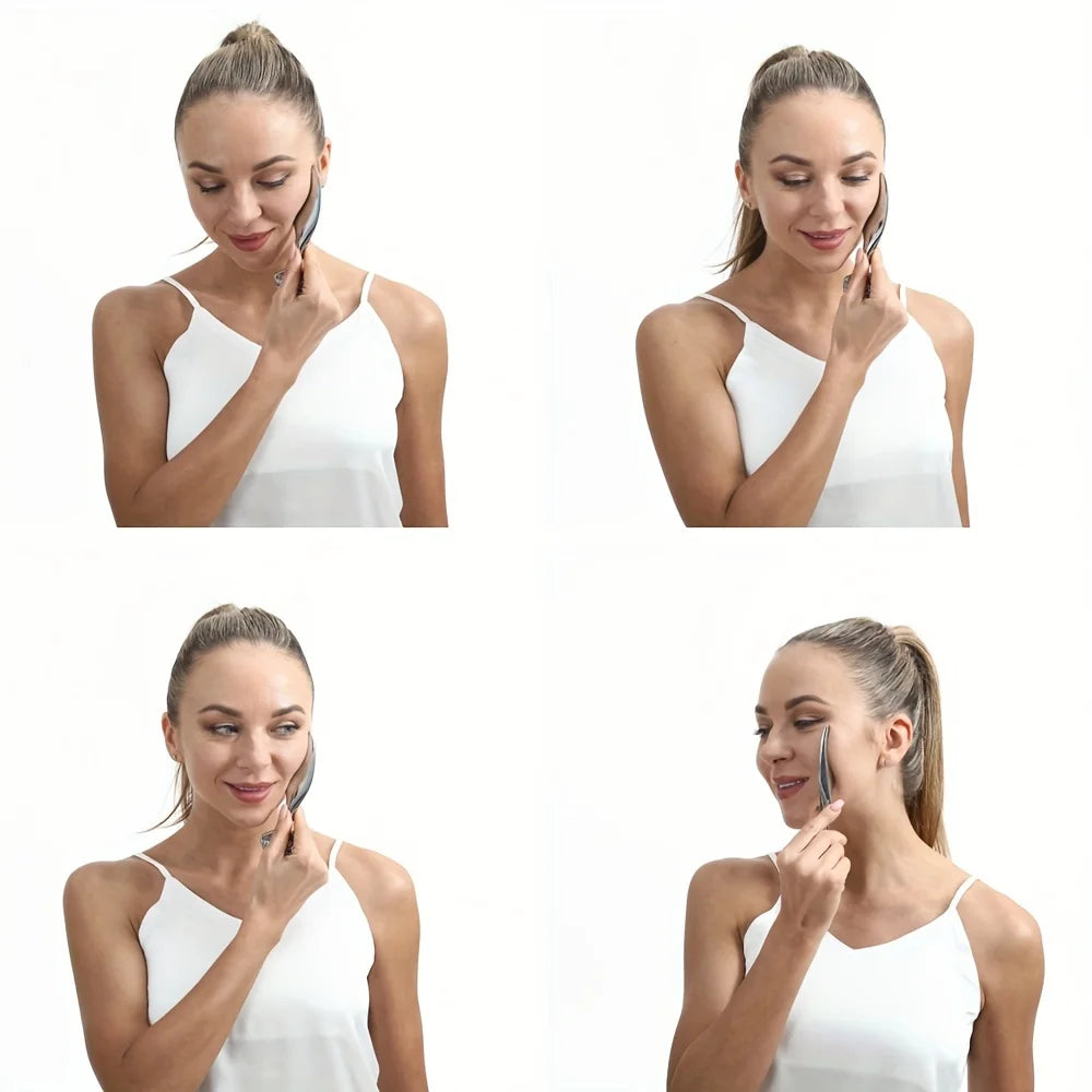2-in-1 Gua Sha & Face Roller – Stainless Steel Facial Tool for Massage, Puffiness & Glow | Naturally You Balance