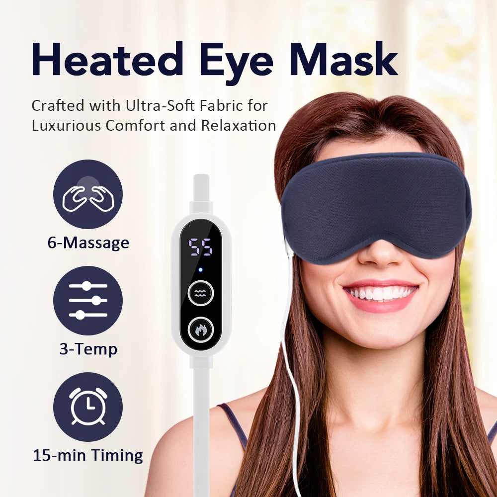Electric Heated Eye Mask with Hot Compress for Eye Strain & Dark Circles