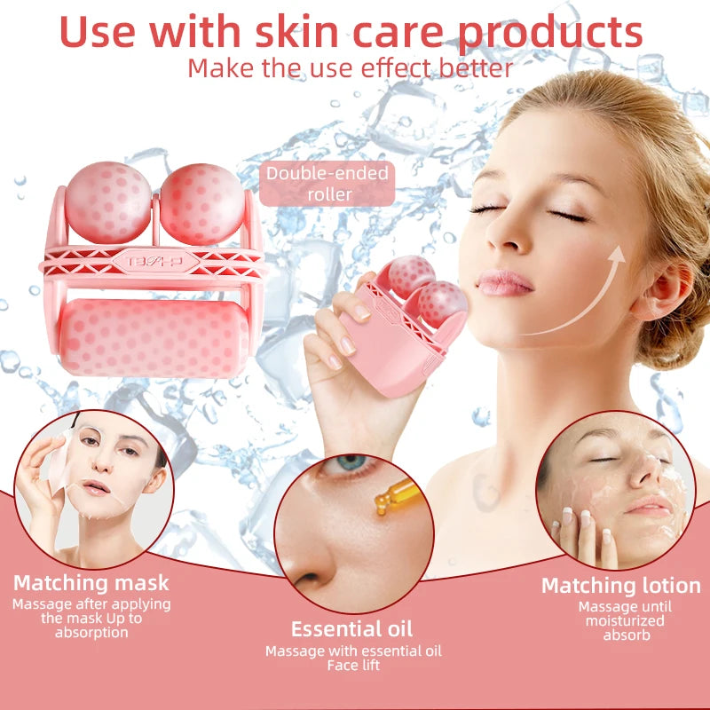 Cool Facial Ice Roller – Dual Massage Tool for Puffiness, Tightening & Face Lift | Naturally You Balance