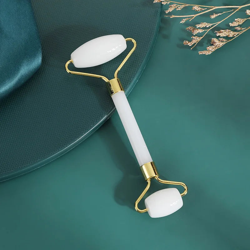 Pink Quartz Jade Roller and Gua Sha Facial Massager Tool Set