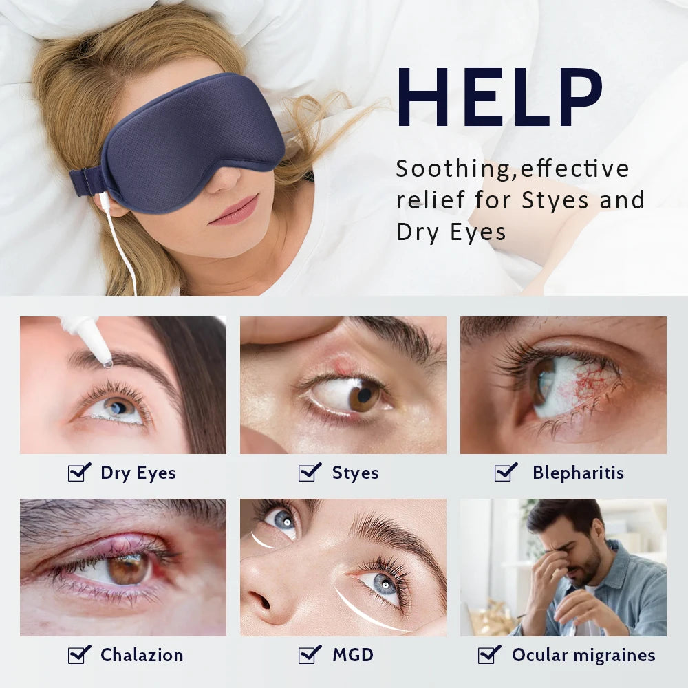 Electric Heated Eye Mask with Hot Compress for Eye Strain & Dark Circles