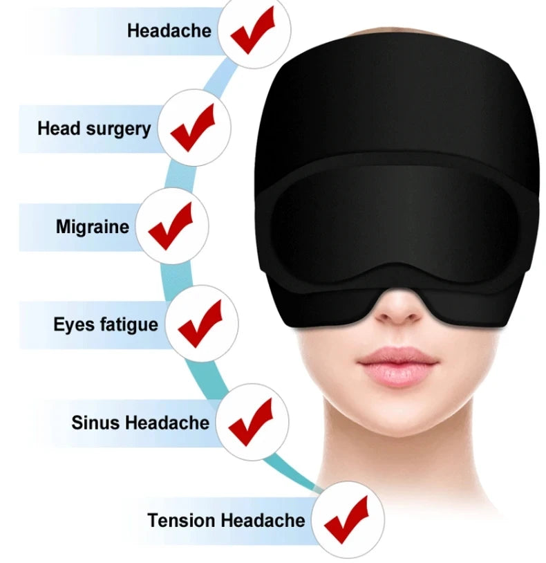 2PCS Gel Ice Cap and Eye Mask Set for Migraine, Puffy Eyes, and Cold Therapy