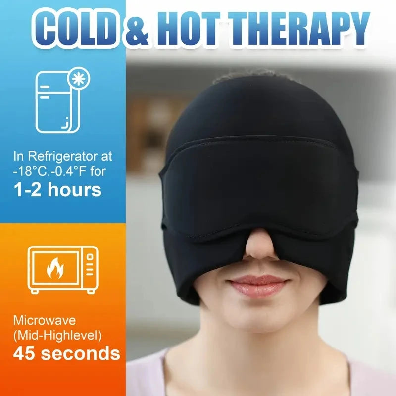 2PCS Gel Ice Cap and Eye Mask Set for Migraine, Puffy Eyes, and Cold Therapy