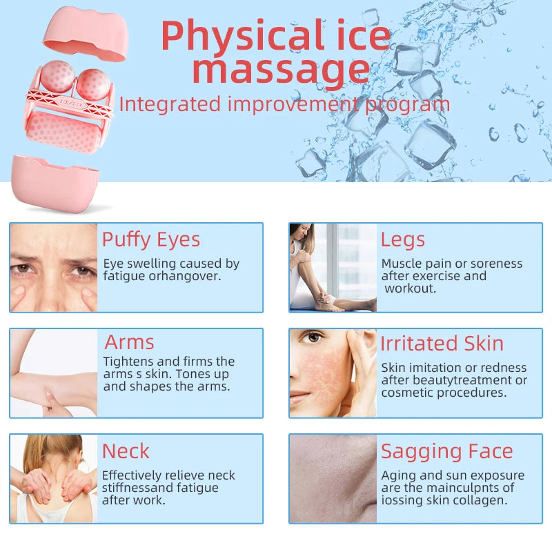 Cool Facial Ice Roller – Dual Massage Tool for Puffiness, Tightening & Face Lift | Naturally You Balance