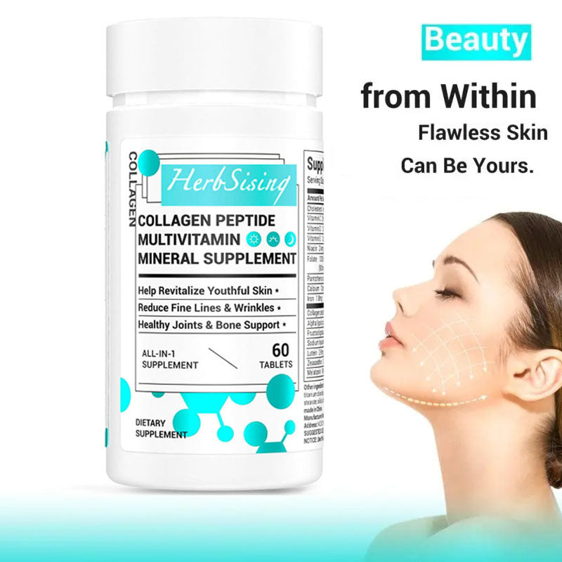 Collagen Peptides – Biotin + Beauty Vitamins
Supports radiant skin, hair, nails & joint wellness in 60 clean capsules.