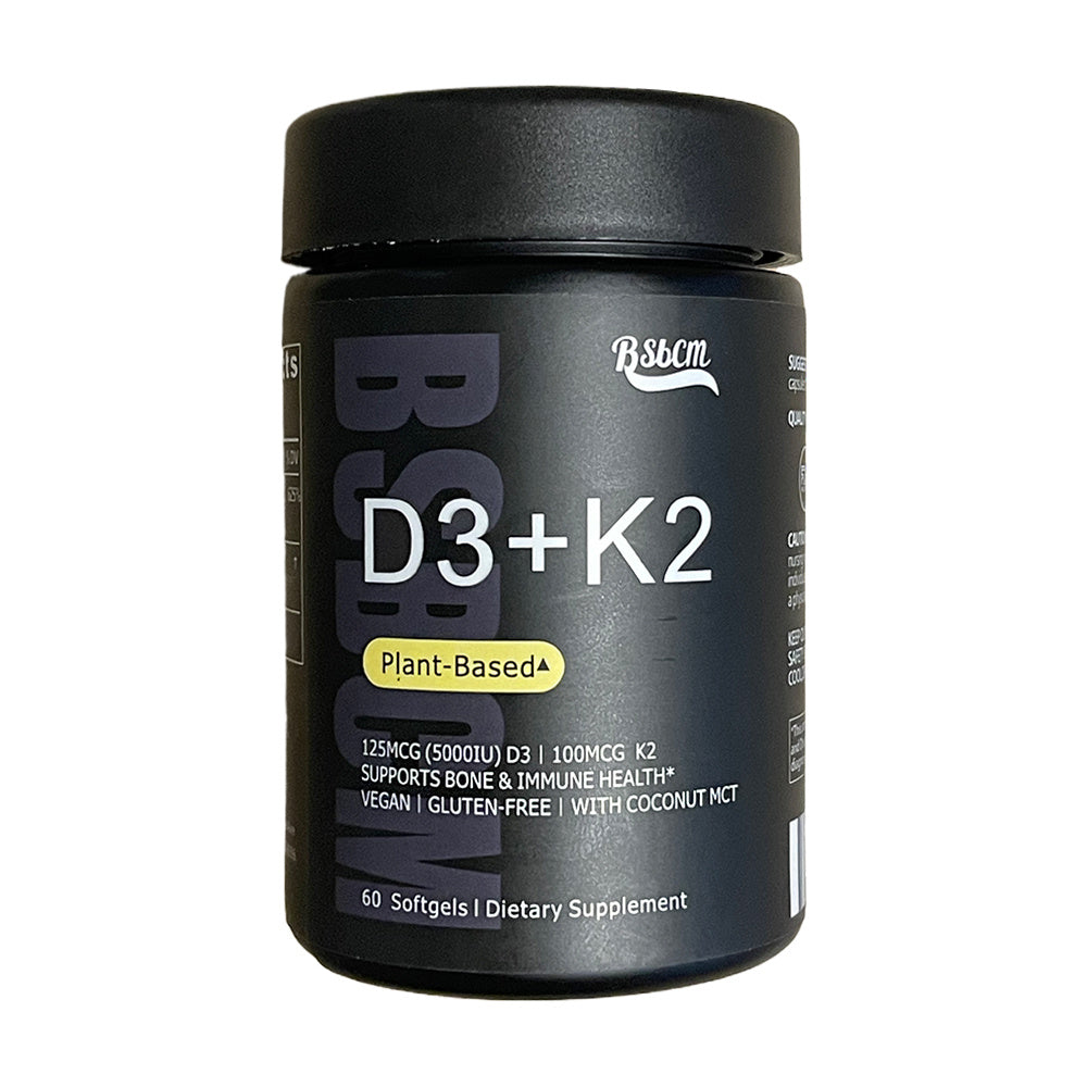 Vegan Vitamin D3 + K2 – 5000 IU
Bone, heart & immune support with plant-based D3, K2 MK-7 & coconut oil.