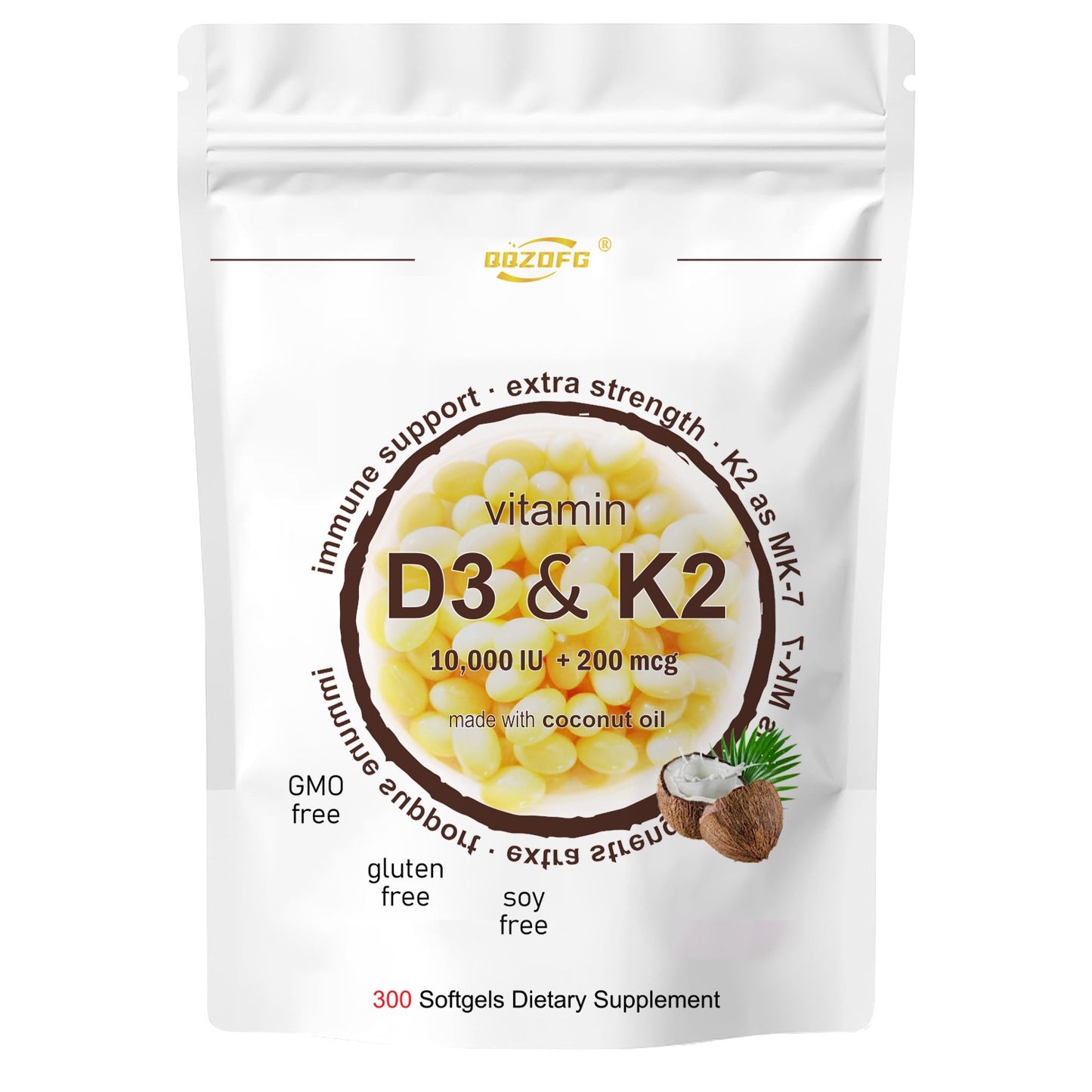 Vitamin D3 + K2 Softgels
Daily immune & bone support with 200mcg MK-7.