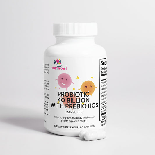 Probiotic 40 Billion CFU + Prebiotics
Supports gut health, immunity & digestion with multi-strain vegan formula.