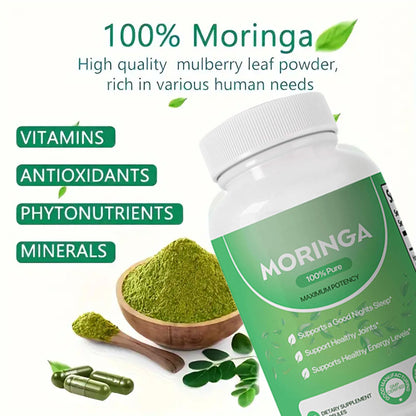 Moringa Capsules – Energy, Immunity & Metabolism
Pure moringa leaf for plant-based vitality, immune defense & natural energy.