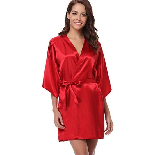 RB032 satin kimono-style robe for women lightweight dressing gown