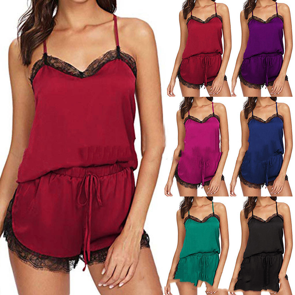 Summer pajama set for women shown in a neutral indoor setting