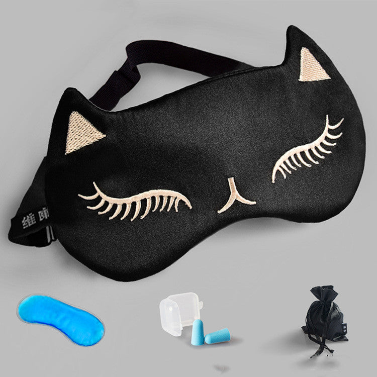 Silk Eye Mask Sleep Shading Breathable Women And Men Sleep Relief Cats Ice Compress Ice Bag Eye Mask (4)