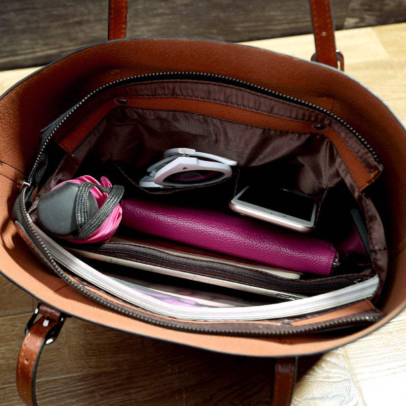 Open detail on green modern women’s tote bag