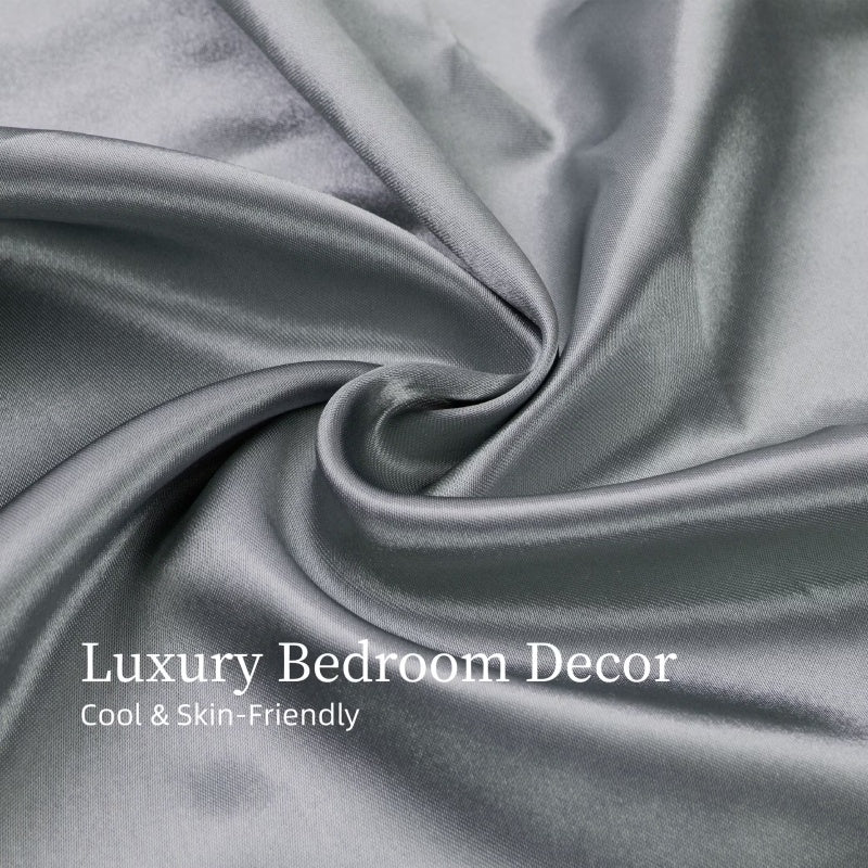 Lightweight silky grey bed sheets for refined sleep
