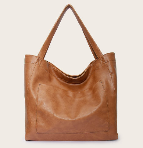 Skin-texture finish detail on retro large capacity women’s tote bag