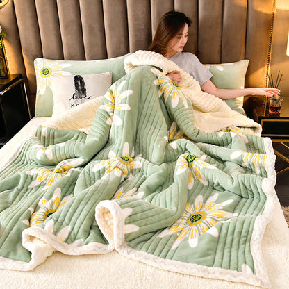 Cashmere Three-layer Blanket Thickened Warm Feather Silk Blanket (2)