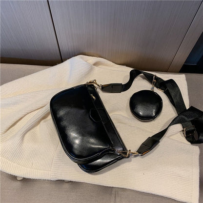 Women’s black handbag set with classic college-style design for everyday use