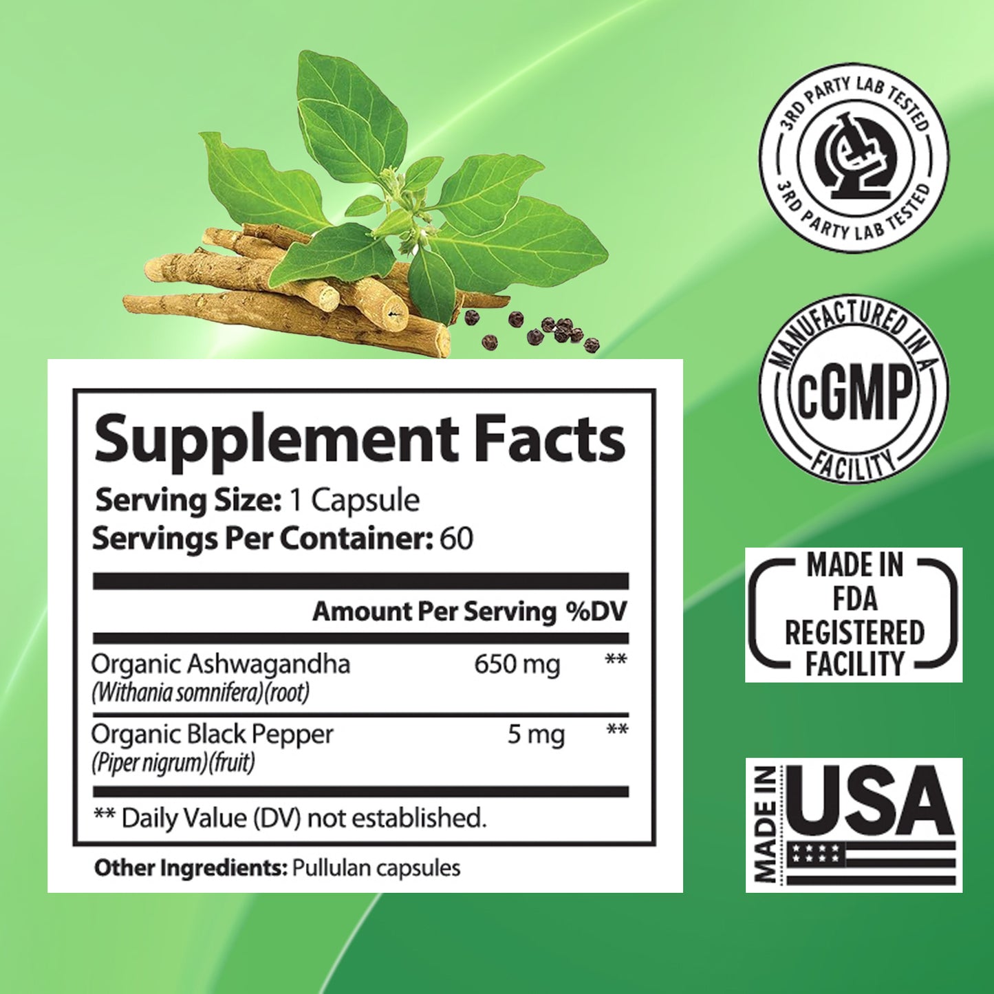 Ashwagandha Capsules – Organic Stress, Mood & Energy Support
Vegan adaptogen for calm energy, immune health & daily resilience.