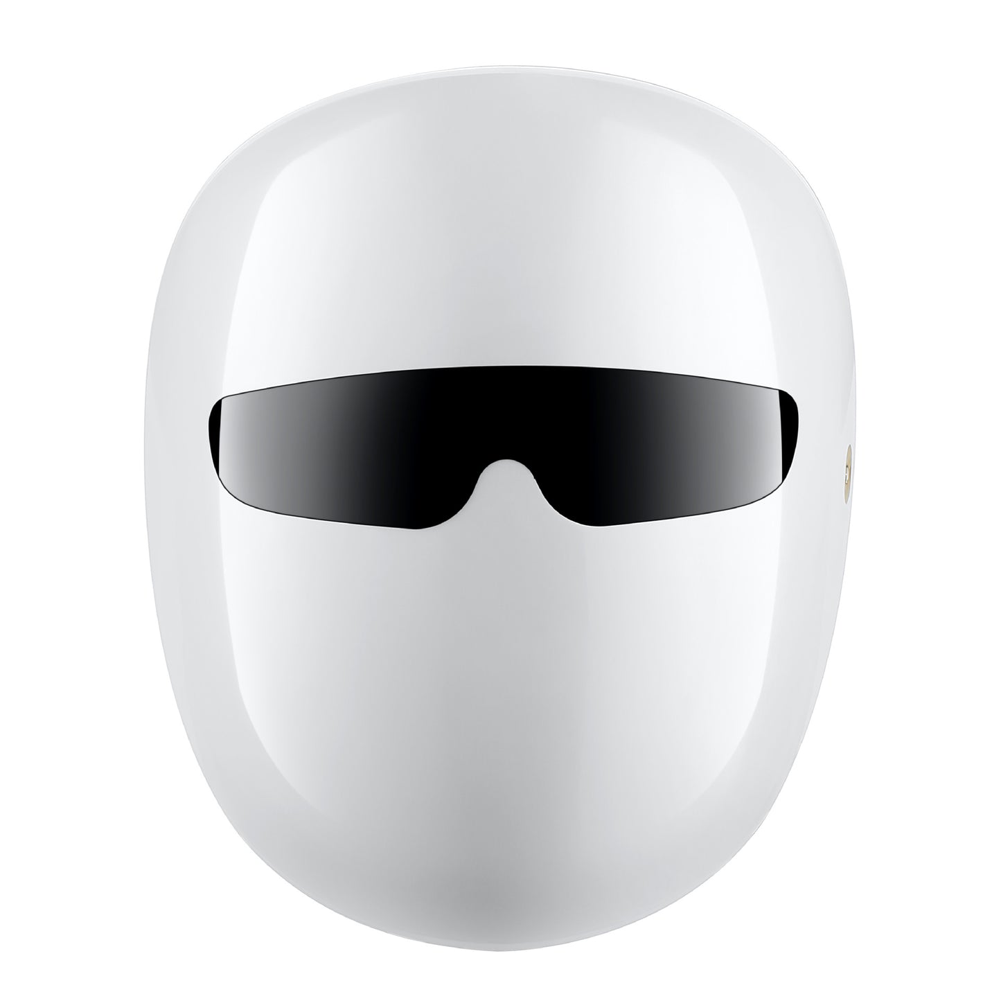 Close-up of LED facial mask device with light settings active