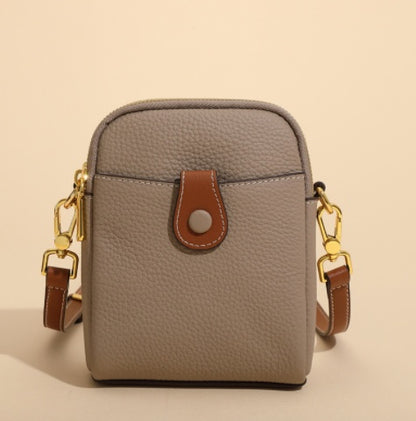 Lychee pattern leather phone crossbody bag for women with small square design