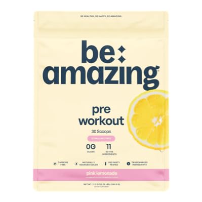 Be Amazing Stim-Free Pre-Workout – Pink Lemonade, Vegan Energy Boost