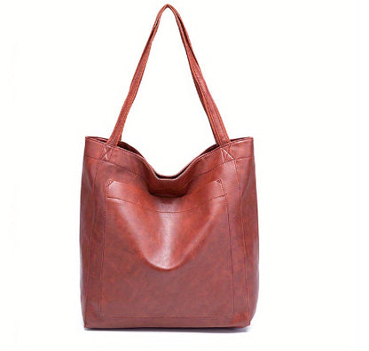 Skin-texture finish detail on retro large capacity women’s tote bag