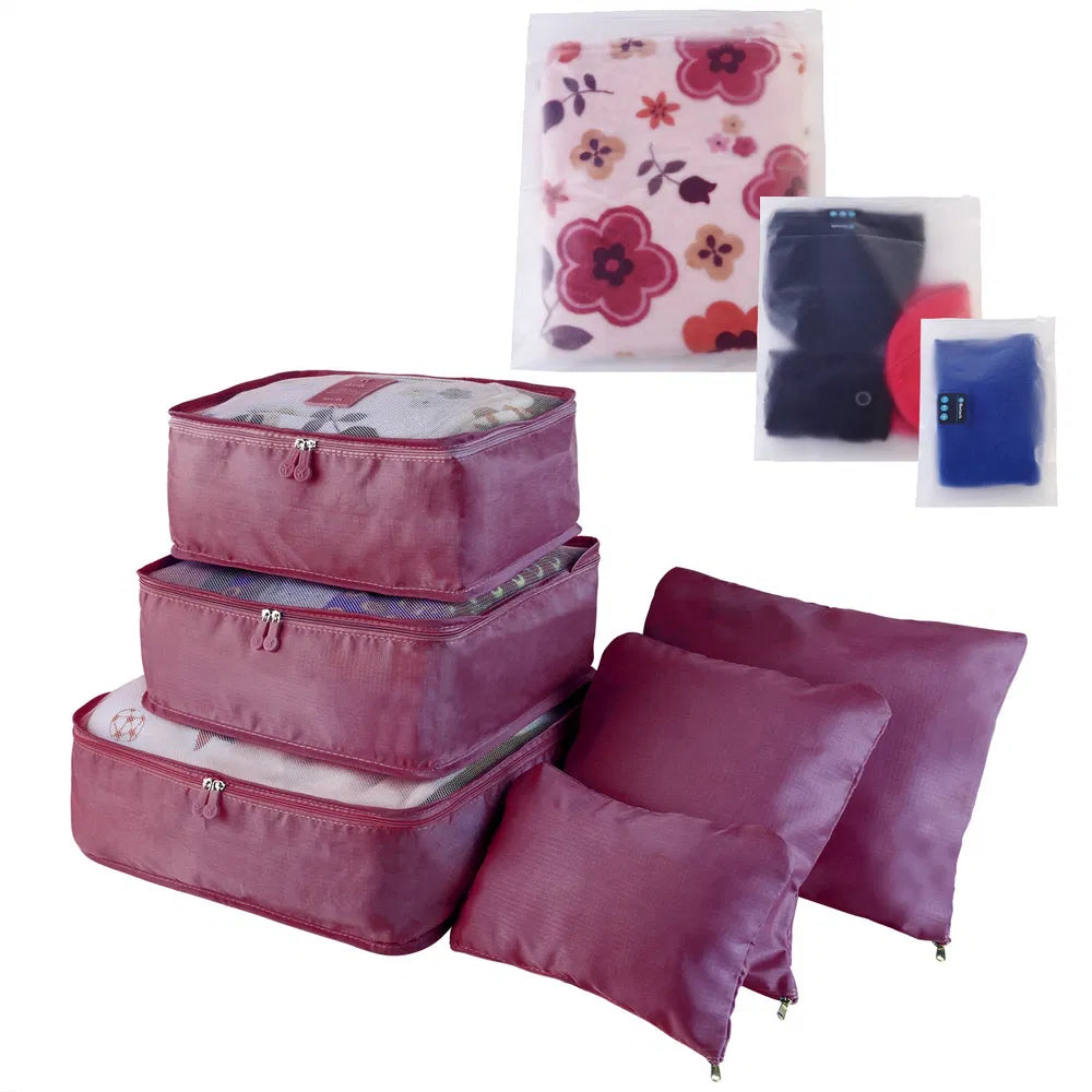 Travel packing cubes set available in multiple color options